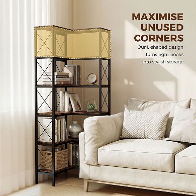 HOMCOM L-Shaped Bookshelf, 5-Tier Corner Bookcase