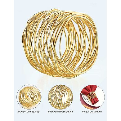 Twisted Wire Mesh Napkin Rings Gold 12pcs Wedding Party Decor
