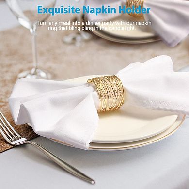 Twisted Wire Mesh Napkin Rings Gold 12pcs Wedding Party Decor