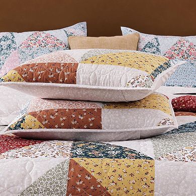 Patchwork Floral Reversible Bedspread Set