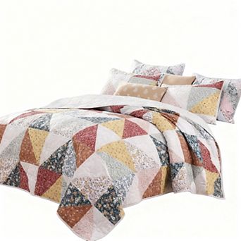Patchwork Floral Reversible Bedspread Set
