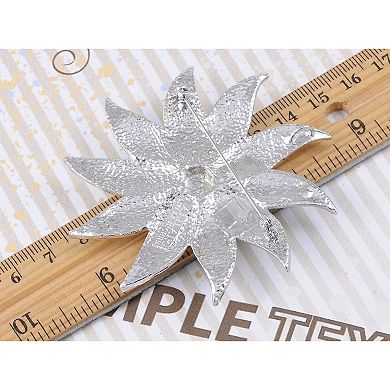 Glamour Pearlescent Enamel Painted Crystal Rhinestone Flower Petals Pin Brooch