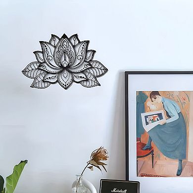 Boho-Inspired Metal Mandala Lotus Wall Sculpture for Modern or Eclectic Interiors