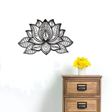 Boho-Inspired Metal Mandala Lotus Wall Sculpture for Modern or Eclectic Interiors