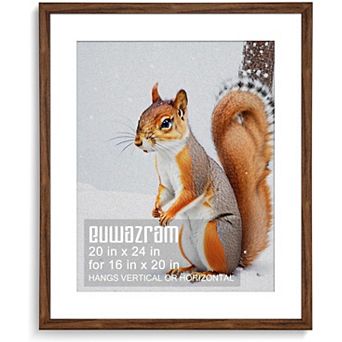 Rustic Walnut 20x24 Frame with Mat for 16x20 Artwork & Posters