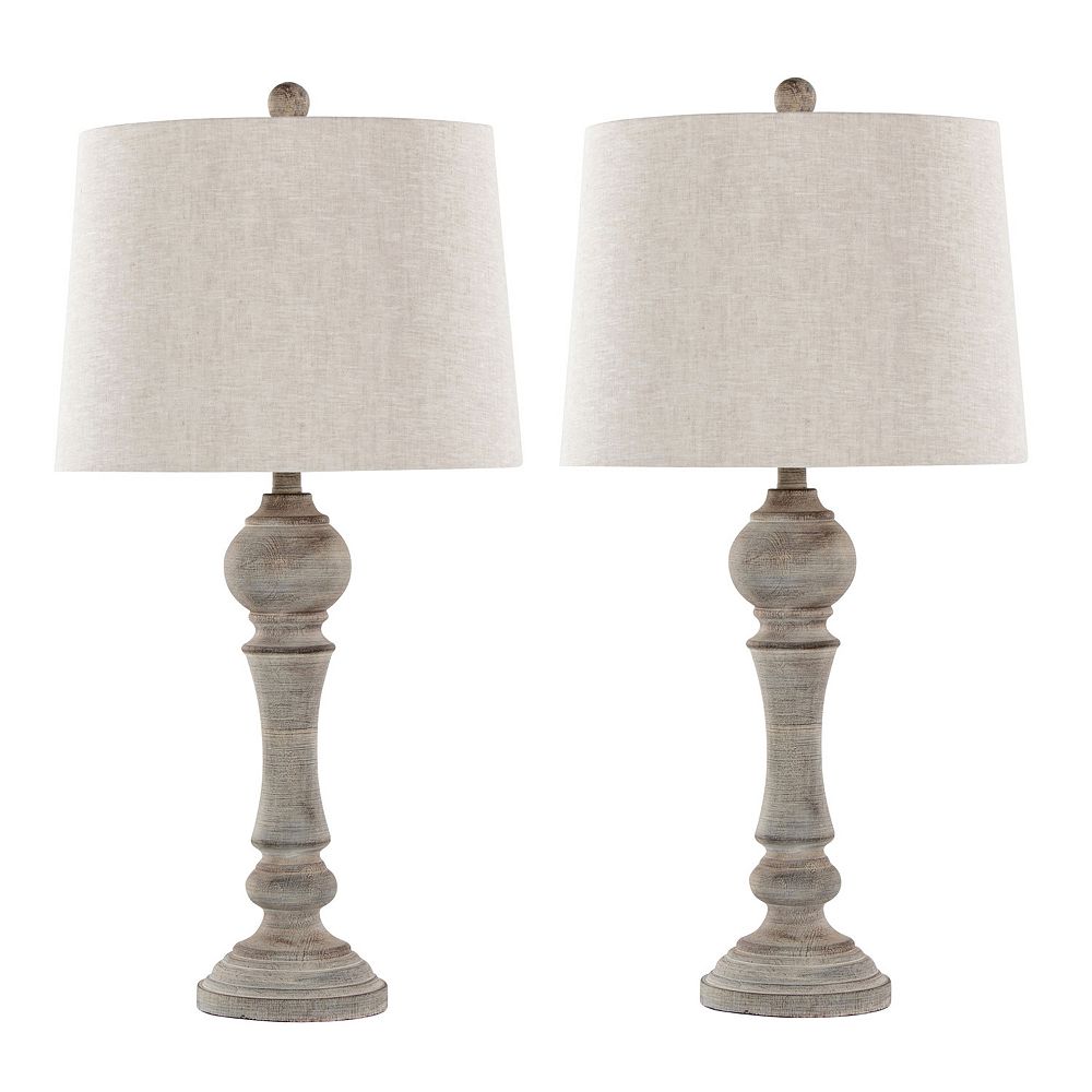 Loheer Polyresin Table Lamp Set with Linen Shade, Set of 2