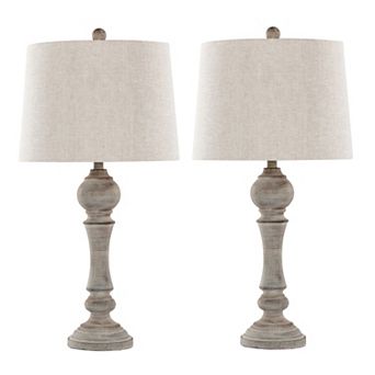 Loheer Polyresin Table Lamp Set with Linen Shade, Set of 2