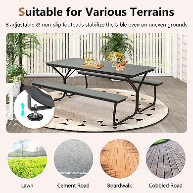 6 Feet Outdoor Picnic Table Bench Set for 6-8 People