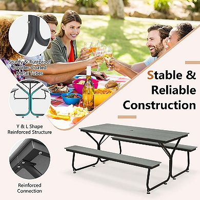 6 Feet Outdoor Picnic Table Bench Set for 6-8 People