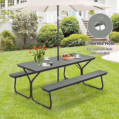 6 Feet Outdoor Picnic Table Bench Set for 6-8 People