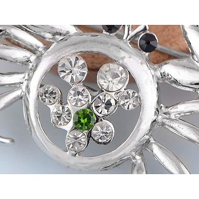 Silver Tone Crystal Rhinestone Funny Alaskan Pincer Crab Pin Brooch