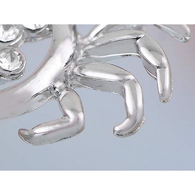 Silver Tone Crystal Rhinestone Funny Alaskan Pincer Crab Pin Brooch