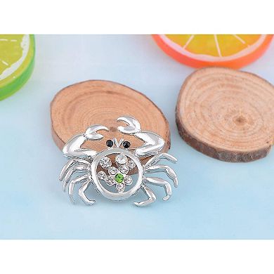 Silver Tone Crystal Rhinestone Funny Alaskan Pincer Crab Pin Brooch