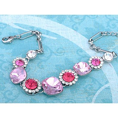 Silvery Colored Pebble Daisy Flower Crystal Bracelet Bangle