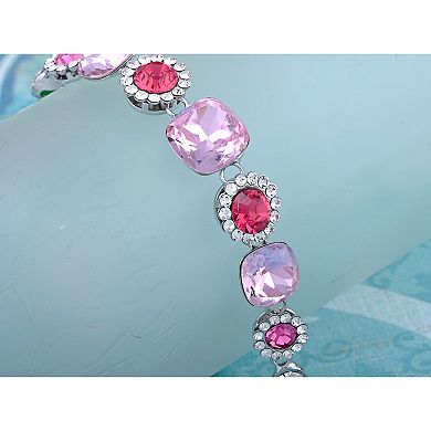 Silvery Colored Pebble Daisy Flower Crystal Bracelet Bangle