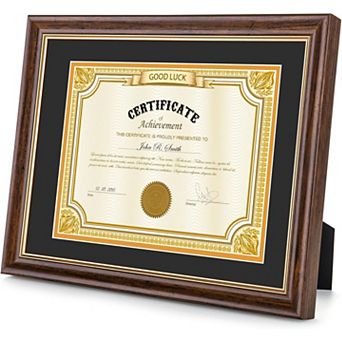 Walnut Solid Wood 11x14 Diploma Frame with Black & Gold Mat