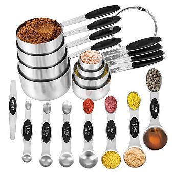 16 pc stainless steel measuring cup set with silicone handles