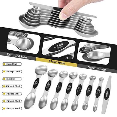 16-piece stainless steel measuring cup set with silicone handles