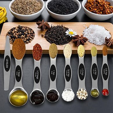16-piece stainless steel measuring cup set with silicone handles