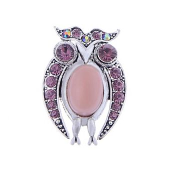 Staring Owl Bird Peridot Czech Crystal Rhinestone Fashion Pin Brooch