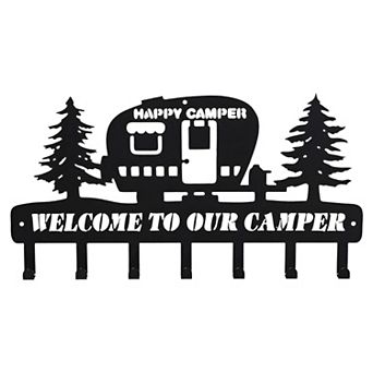 Camper Wall Key Holder with 7 Hooks Metal Entryway Key and Hat Organizer