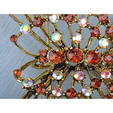 Topaz Crystal Rhinestone Outline Antique Flying Butterfly Pin Brooch