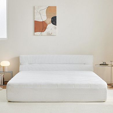 Integrated oversized mattress & bed frame, 15 inches thick, no assembly needed.