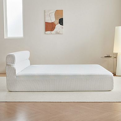 Integrated oversized mattress & bed frame, 15 inches thick, no assembly needed.