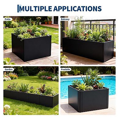 Metal Raised Garden Bed Planter Box, Outdoor Rectangular Plante,20"x 20" Open Base