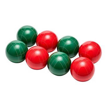Complete Bocce Ball Set 8 Balls Pallino Measuring Rope with Zippered Carry Bag - Red