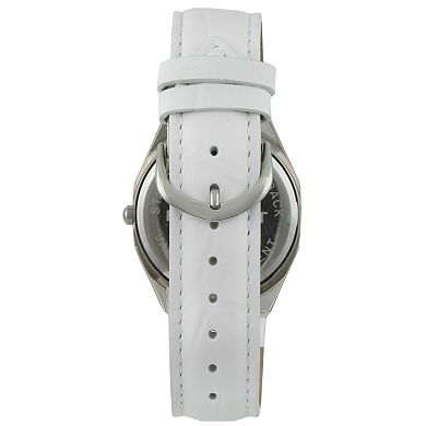 Peugeot Womens 37mm Hexagonal Watch with Crystal Bezel and Leather Band