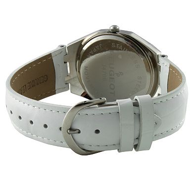 Peugeot Womens 37mm Hexagonal Watch with Crystal Bezel and Leather Band