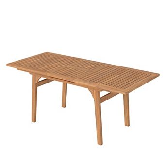 SUNSITT 55"-71" Acacia Wood Patio Dining Table w/ 2''Umbrella Hole for 6-8 People