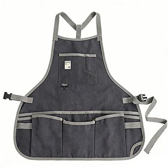 Canvas Utility Apron with Multiple Pockets Work Apron for Cleaning Cooking Gardening Household Tasks