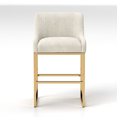 SEYNAR Mid-Century Modern Low-Back Velvet Bar Stools with Metal Frame (set of 2)