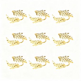 Gold Wheat Ear Napkin Rings 10 pc Metal Table Decor Wedding Party