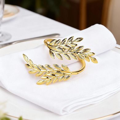 Gold Wheat Ear Napkin Rings 10pcs Metal Table Decor Wedding Party