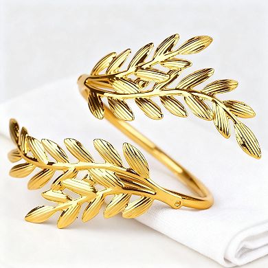 Gold Wheat Ear Napkin Rings 10pcs Metal Table Decor Wedding Party