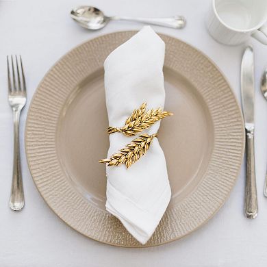 Gold Wheat Ear Napkin Rings 10pcs Metal Table Decor Wedding Party