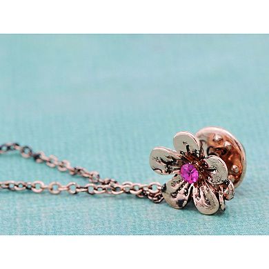 Dangling Flower Multicolored Rhinestone Copper Tone Peacock Fashion Brooch