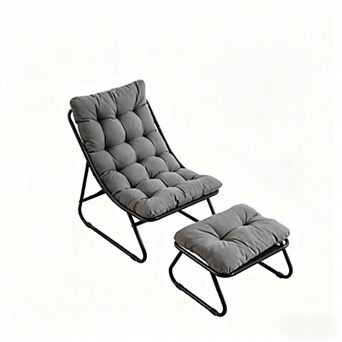 KWPZQEB Leisure Patio Puffy Cushion Lounge Chair with Ottoman for Living Room, Outdoor
