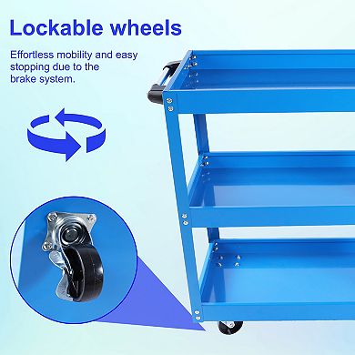 Tool Cart on Wheels, 3 Tier Rolling Mechanic Tool Cart