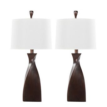 Loheer Contemporary Polyresin Table Lamp Set of 2 with Natural Linen Shade