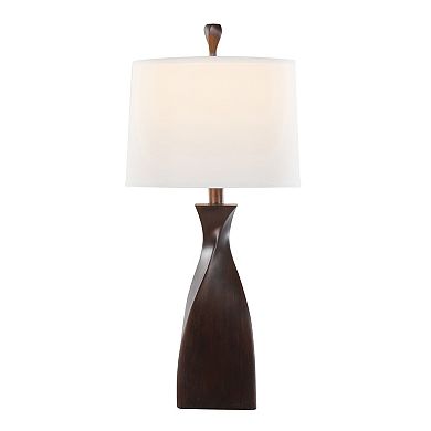 Loheer Contemporary Polyresin Table Lamp Set of 2 with Natural Linen Shade
