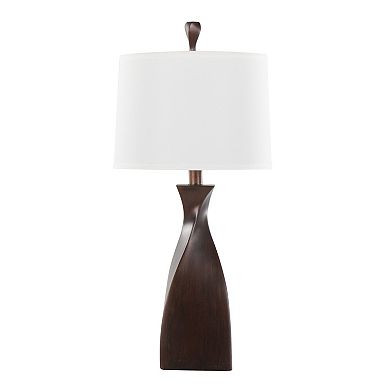 Loheer Contemporary Polyresin Table Lamp Set of 2 with Natural Linen Shade