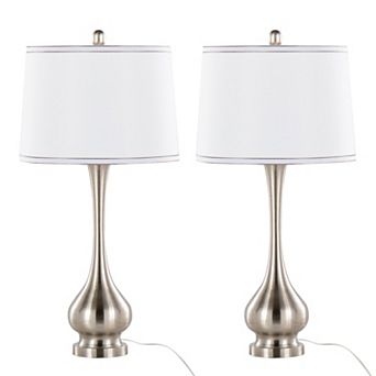 Loheer Contemporary Metal Table Lamp Set of 2 with Linen Shade