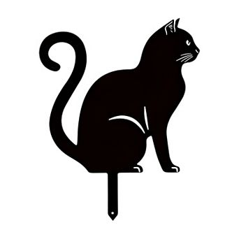 Metal Cat Garden Stake Outdoor Yard Decor for Lawn, Patio, or Garden