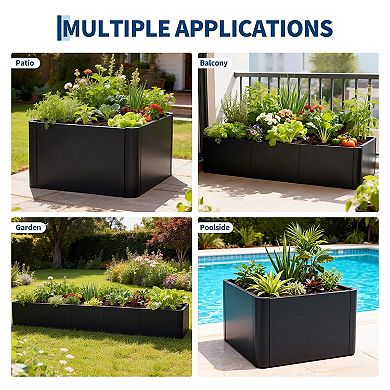 Metal Raised Garden Bed Planter Box, Outdoor Rectangular Plante, 70"x 20" Open Base