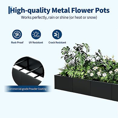 Metal Raised Garden Bed Planter Box, Outdoor Rectangular Plante, 70"x 20" Open Base