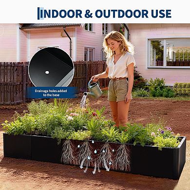 Metal Raised Garden Bed Planter Box, Outdoor Rectangular Plante, 70"x 20" Open Base